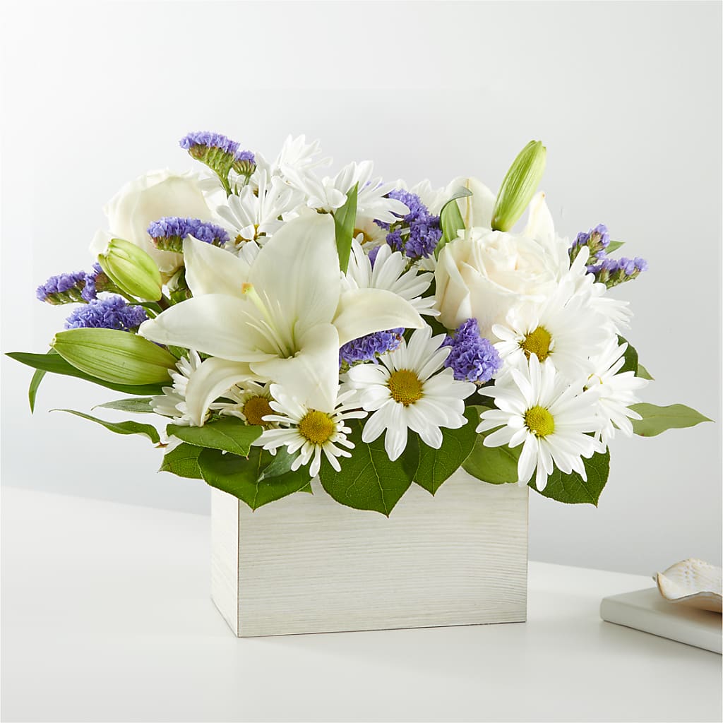 Beyond Blue Box Bouquet – BILLY'S WITTENBERG FLORAL, Wittenberg WI