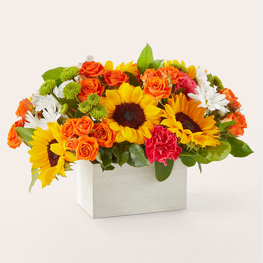 Sun-drenched Blooms Box Bouquet – BILLY'S WITTENBERG FLORAL, Wittenberg WI