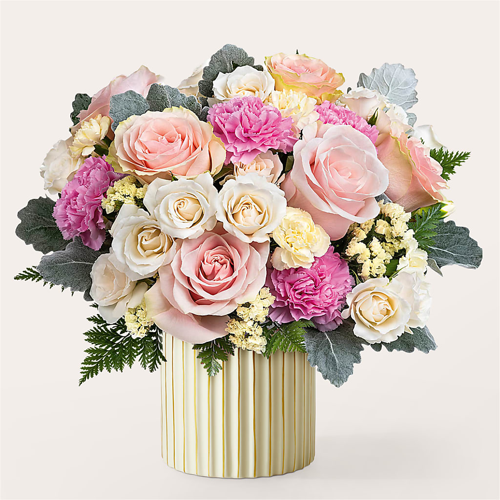 Blissful Moments Bouquet with Ivory Vase – BILLY'S WITTENBERG FLORAL, Wittenberg WI