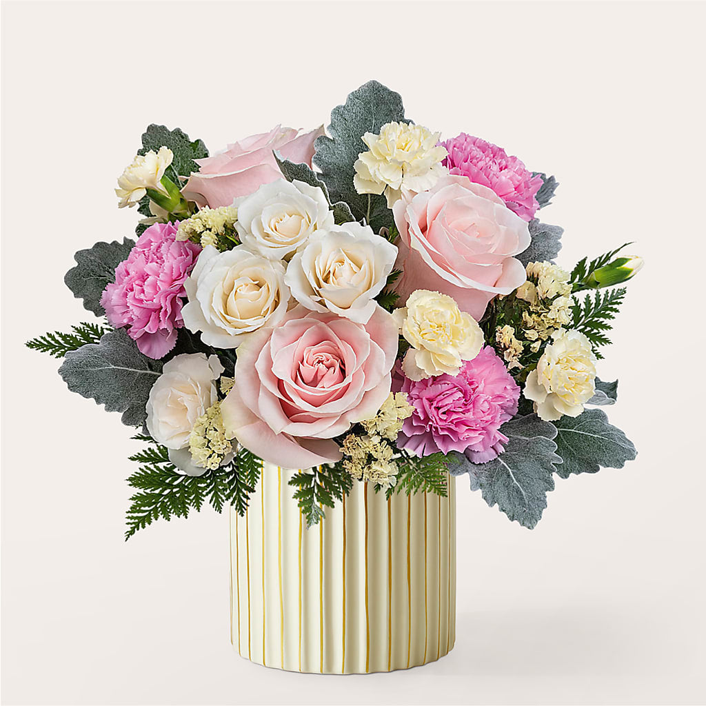 Blissful Moments Bouquet with Ivory Vase – BILLY'S WITTENBERG FLORAL, Wittenberg WI