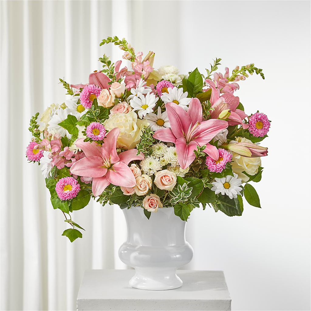 Empathetic Blooms Urn Arrangement – BILLY'S WITTENBERG FLORAL, Wittenberg WI