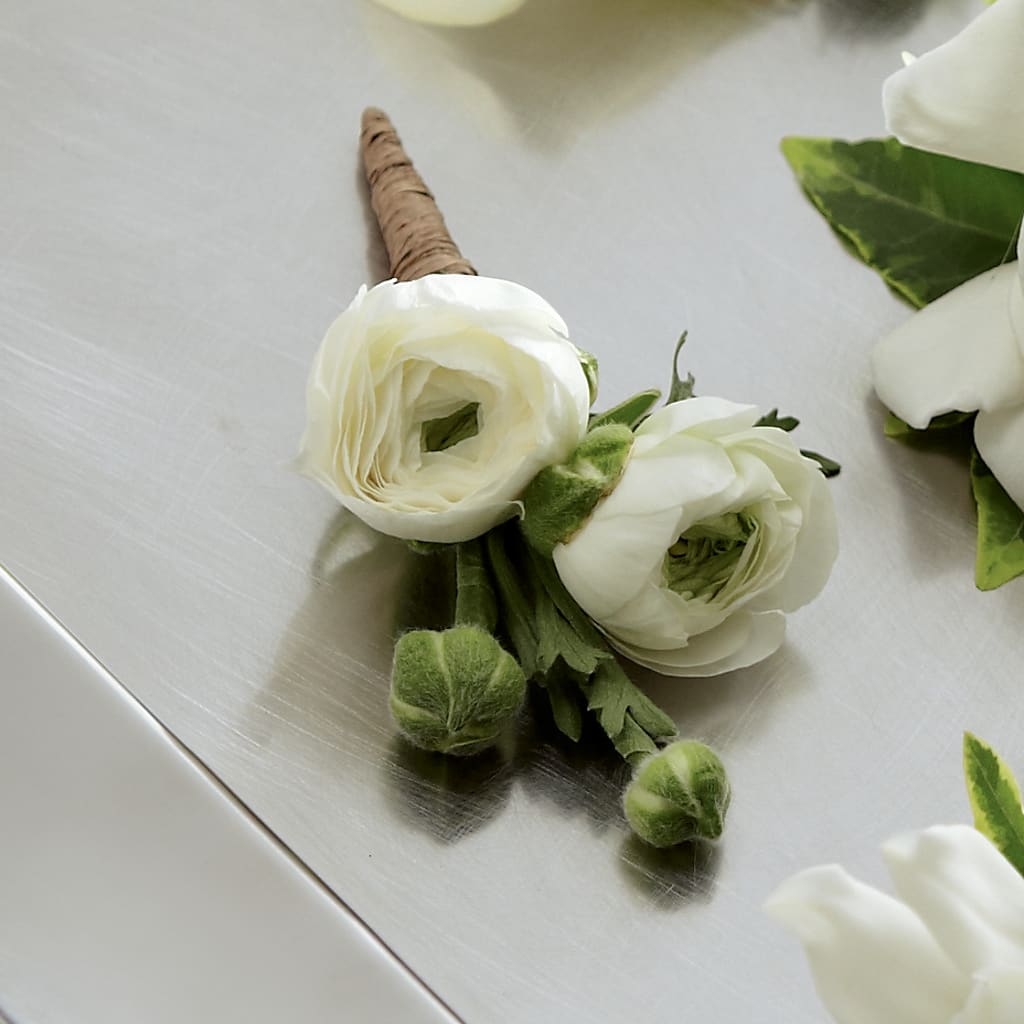 White Ranunculus Boutonniere – BILLY'S WITTENBERG FLORAL, Wittenberg WI