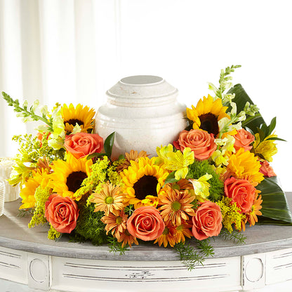 Faithful Sunflower Cremation Adornment – BILLY'S WITTENBERG FLORAL, Wittenberg WI