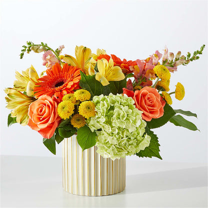Autumn Sunshine Bouquet with Ivory Vase – BILLY'S WITTENBERG FLORAL, Wittenberg WI