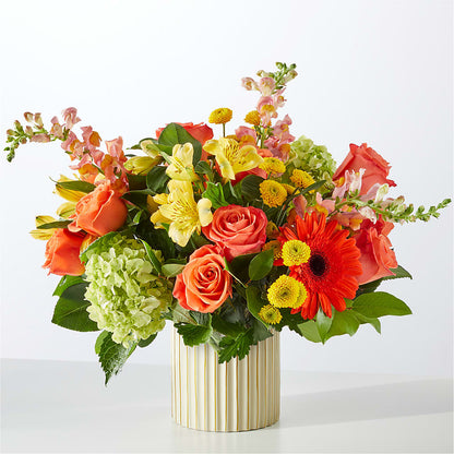 Autumn Sunshine Bouquet with Ivory Vase – BILLY'S WITTENBERG FLORAL, Wittenberg WI
