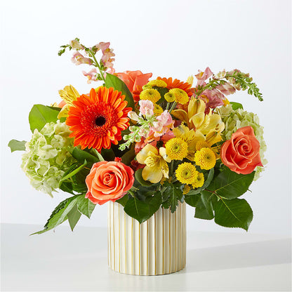 Autumn Sunshine Bouquet with Ivory Vase – BILLY'S WITTENBERG FLORAL, Wittenberg WI