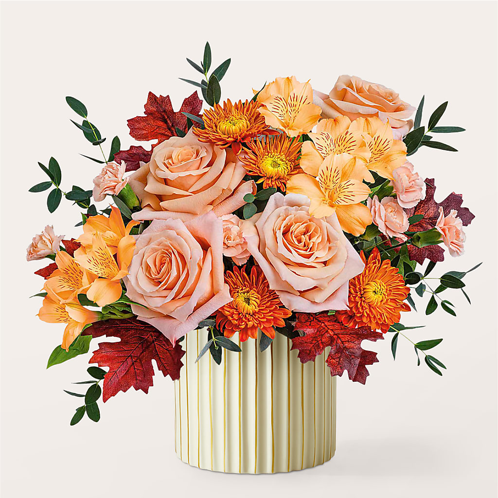 Spiced Latte Bouquet with Ivory Vase – BILLY'S WITTENBERG FLORAL, Wittenberg WI