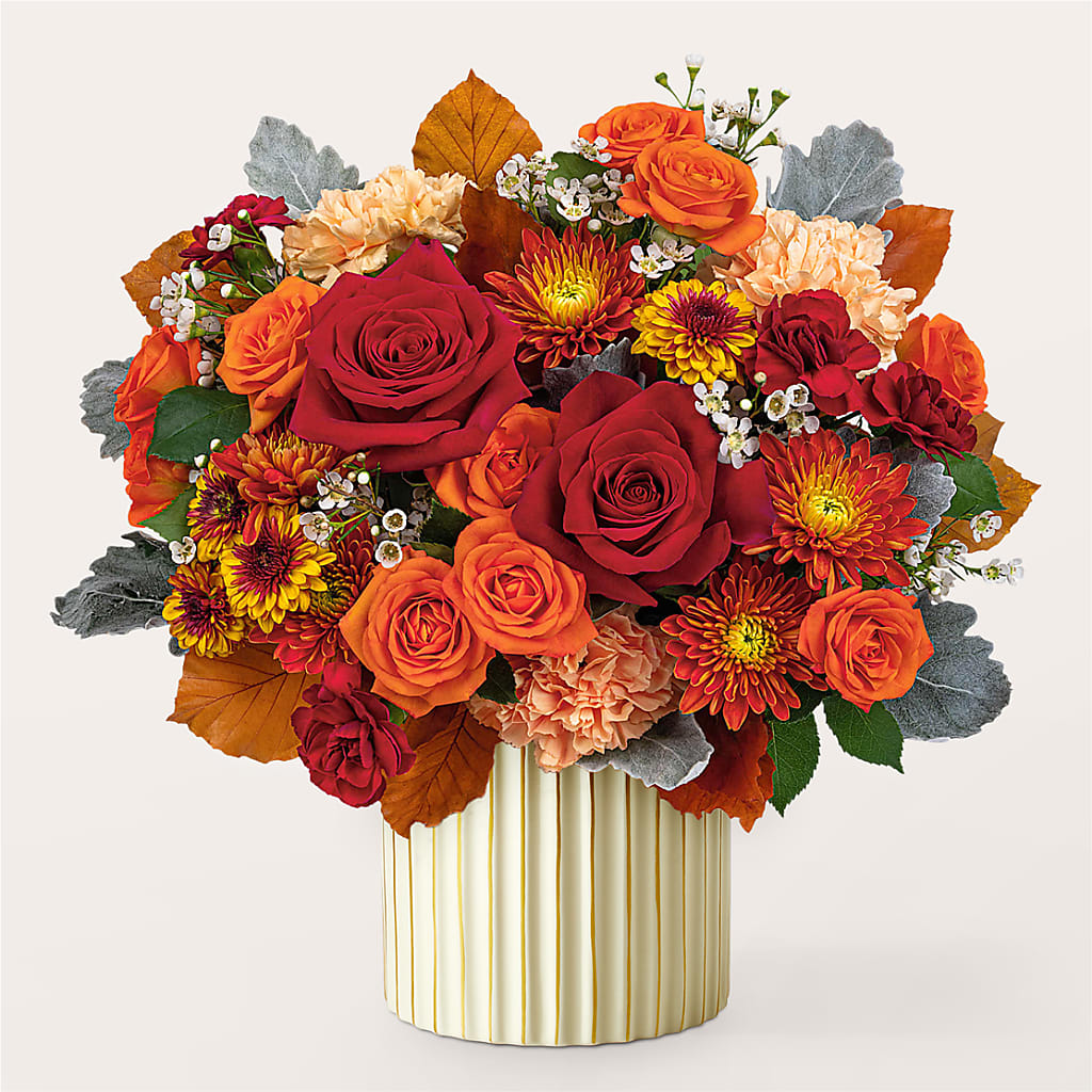 Merlot Bouquet with Ivory Vase – BILLY'S WITTENBERG FLORAL, Wittenberg WI