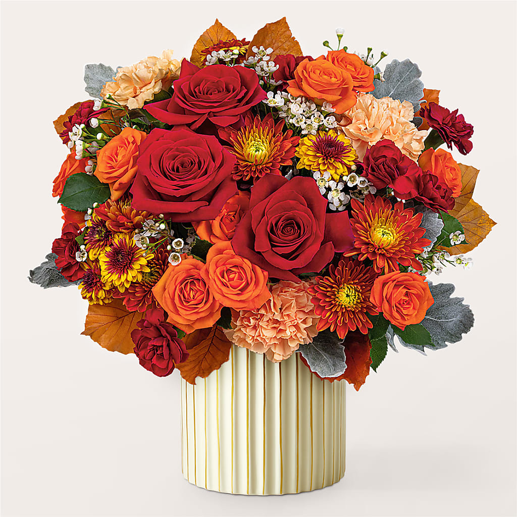 Merlot Bouquet with Ivory Vase – BILLY'S WITTENBERG FLORAL, Wittenberg WI