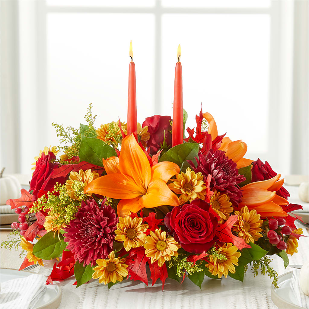 Autumn's Embrace Centerpiece – BILLY'S WITTENBERG FLORAL, Wittenberg WI